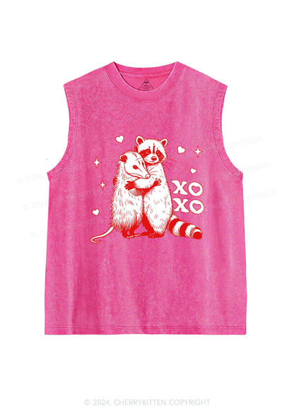 Raccoon XOXO Y2K Valentine's Day Washed Tank Cherrykitten