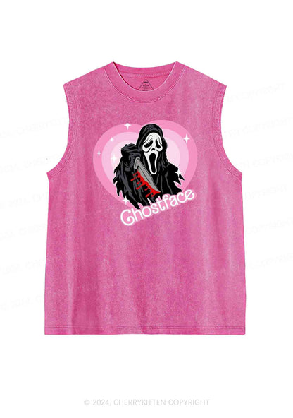 Halloween Pink Ghost Y2K Washed Tank Cherrykitten