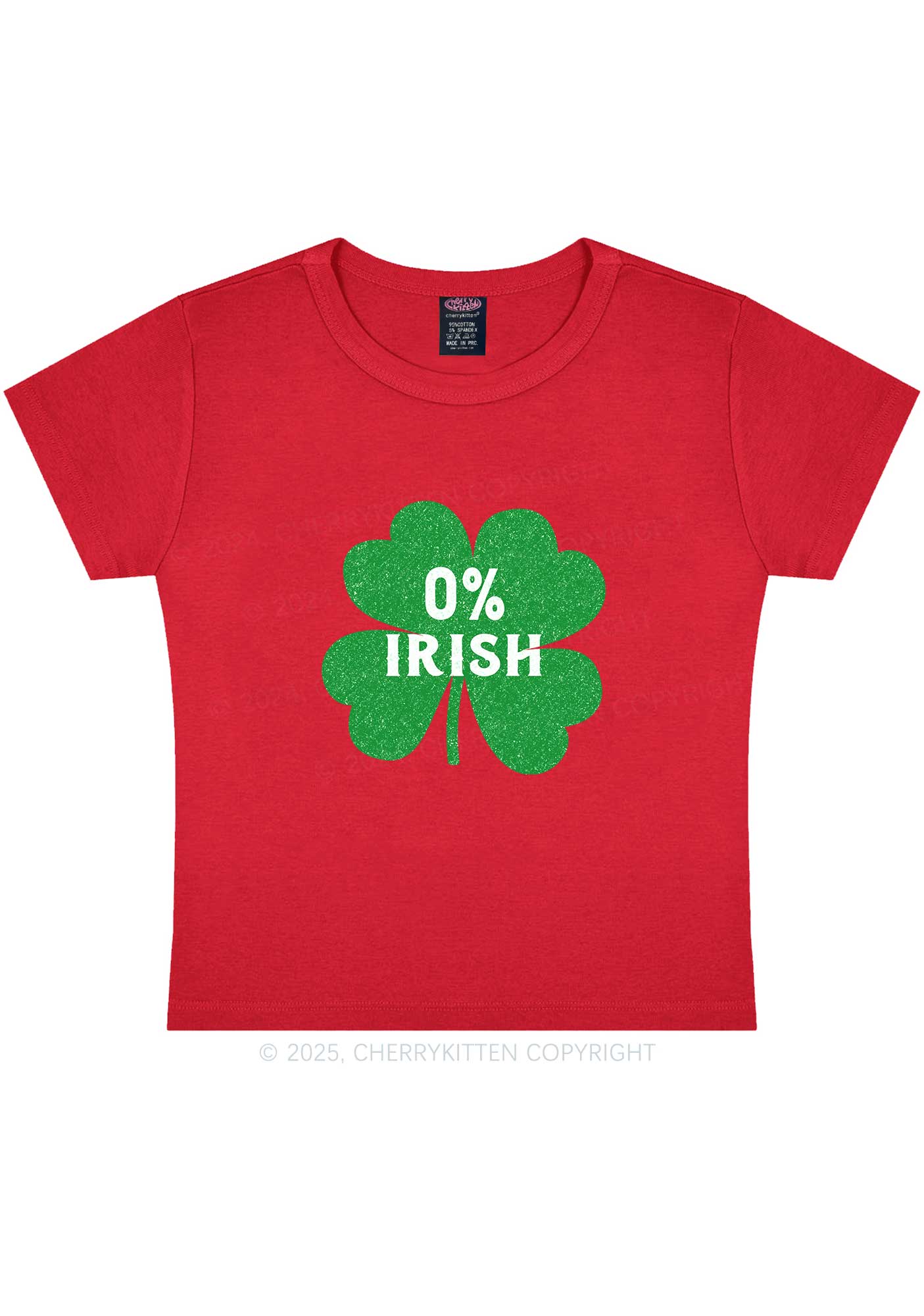 Zero Percent Irish St Patricks Y2K Baby Tee Cherrykitten