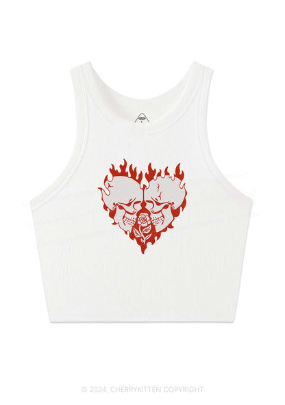 Heart Skull Y2K Valentine's Day Crop Tank Top Cherrykitten