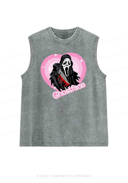 Halloween Pink Ghost Y2K Washed Tank Cherrykitten