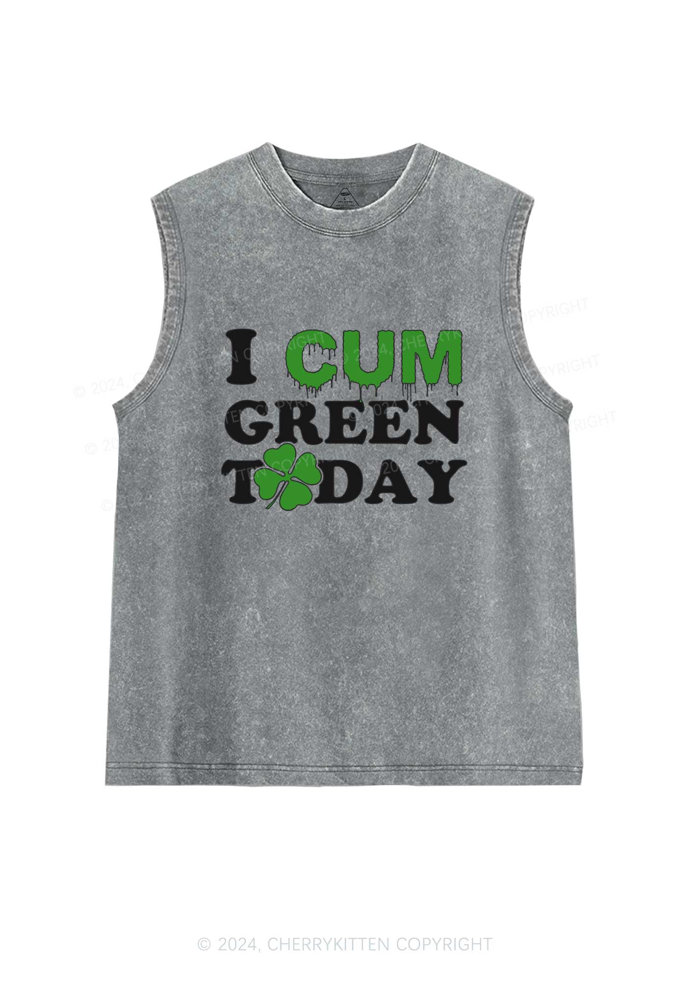 I Cxm Green Today St Patricks Y2K Washed Tank Cherrykitten