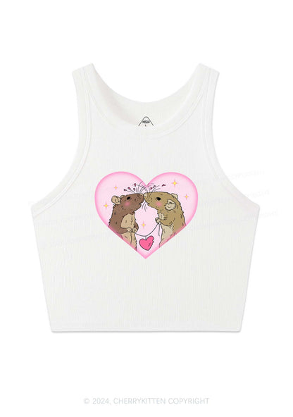 Two Rats Kiss Y2K Valentine's Day Crop Tank Top Cherrykitten