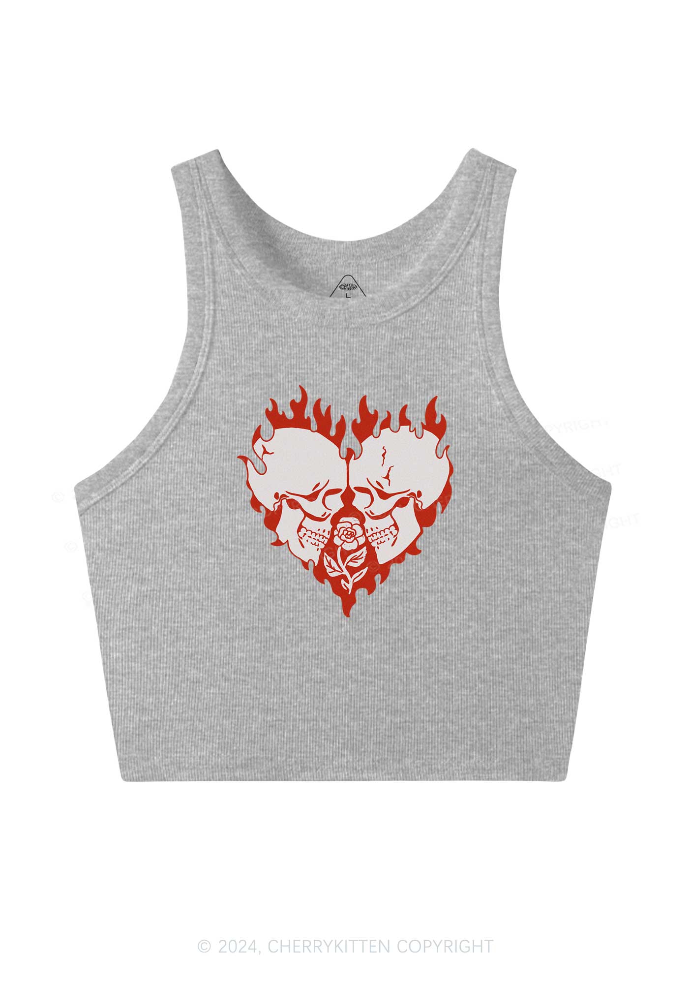 Heart Skull Y2K Valentine's Day Crop Tank Top Cherrykitten