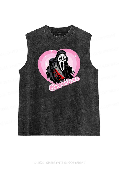 Halloween Pink Ghost Y2K Washed Tank Cherrykitten