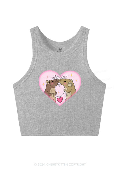 Two Rats Kiss Y2K Valentine's Day Crop Tank Top Cherrykitten