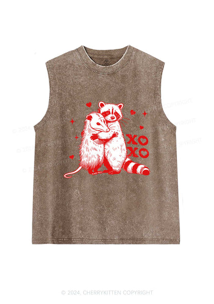 Raccoon XOXO Y2K Valentine's Day Washed Tank Cherrykitten