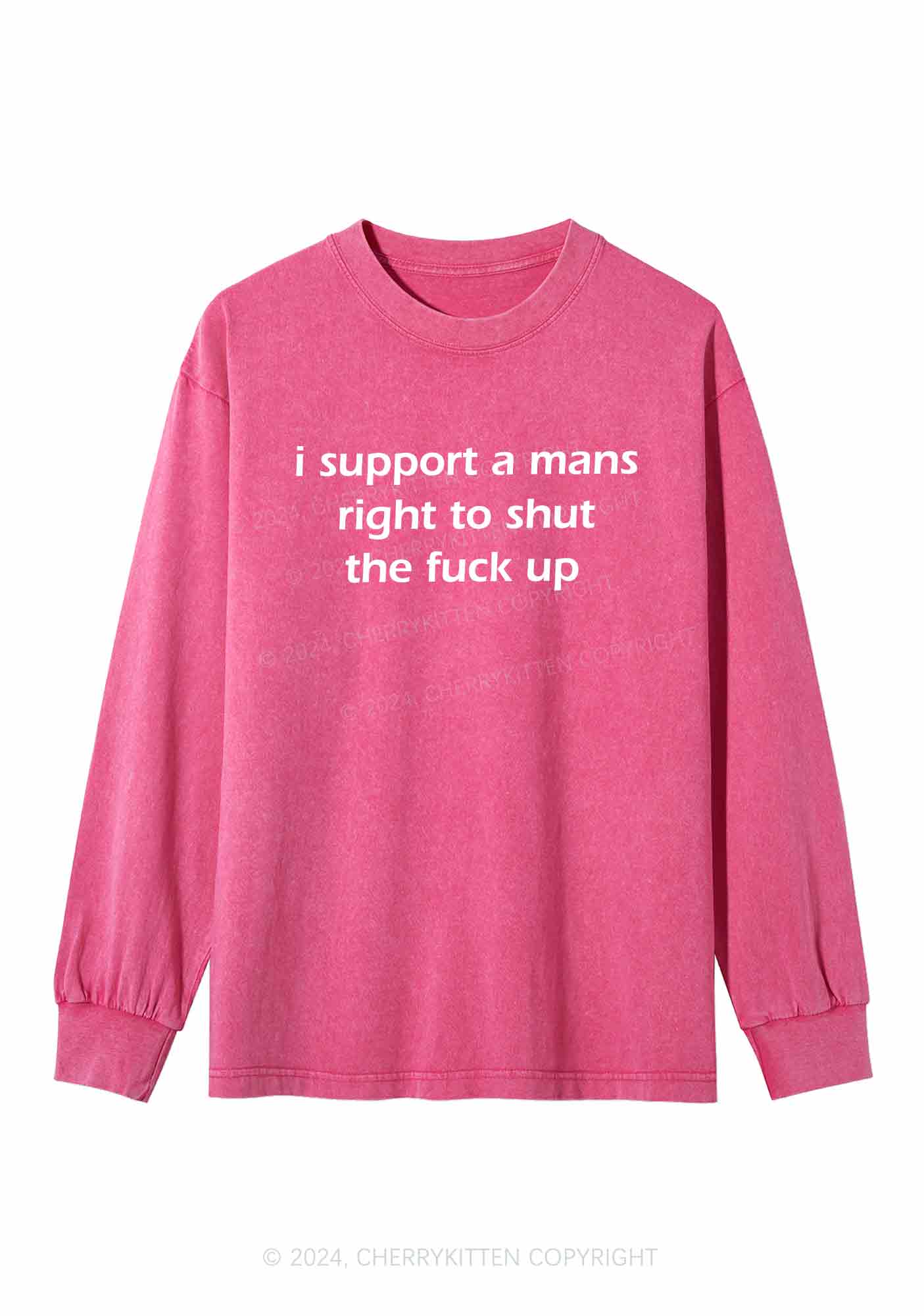 I Support A Mans Right Y2K Washed Long Sleeves Cherrykitten