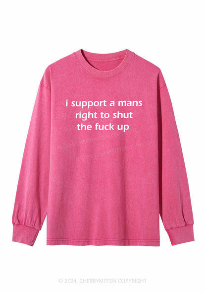 I Support A Mans Right Y2K Washed Long Sleeves Cherrykitten