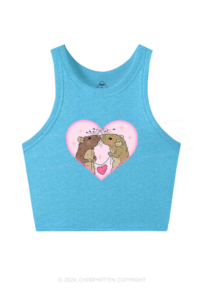 Two Rats Kiss Y2K Valentine's Day Crop Tank Top Cherrykitten