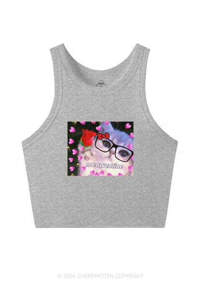 Meowentine Kitty Y2K Valentine's Day Crop Tank Top Cherrykitten