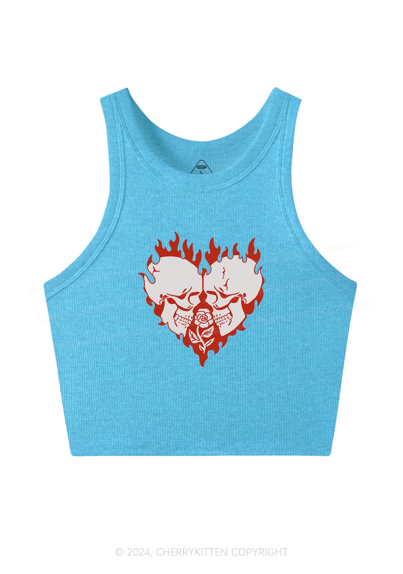 Heart Skull Y2K Valentine's Day Crop Tank Top Cherrykitten