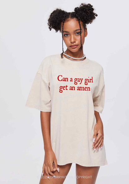 Gay Girl Get Amen Y2K Washed Tee Cherrykitten