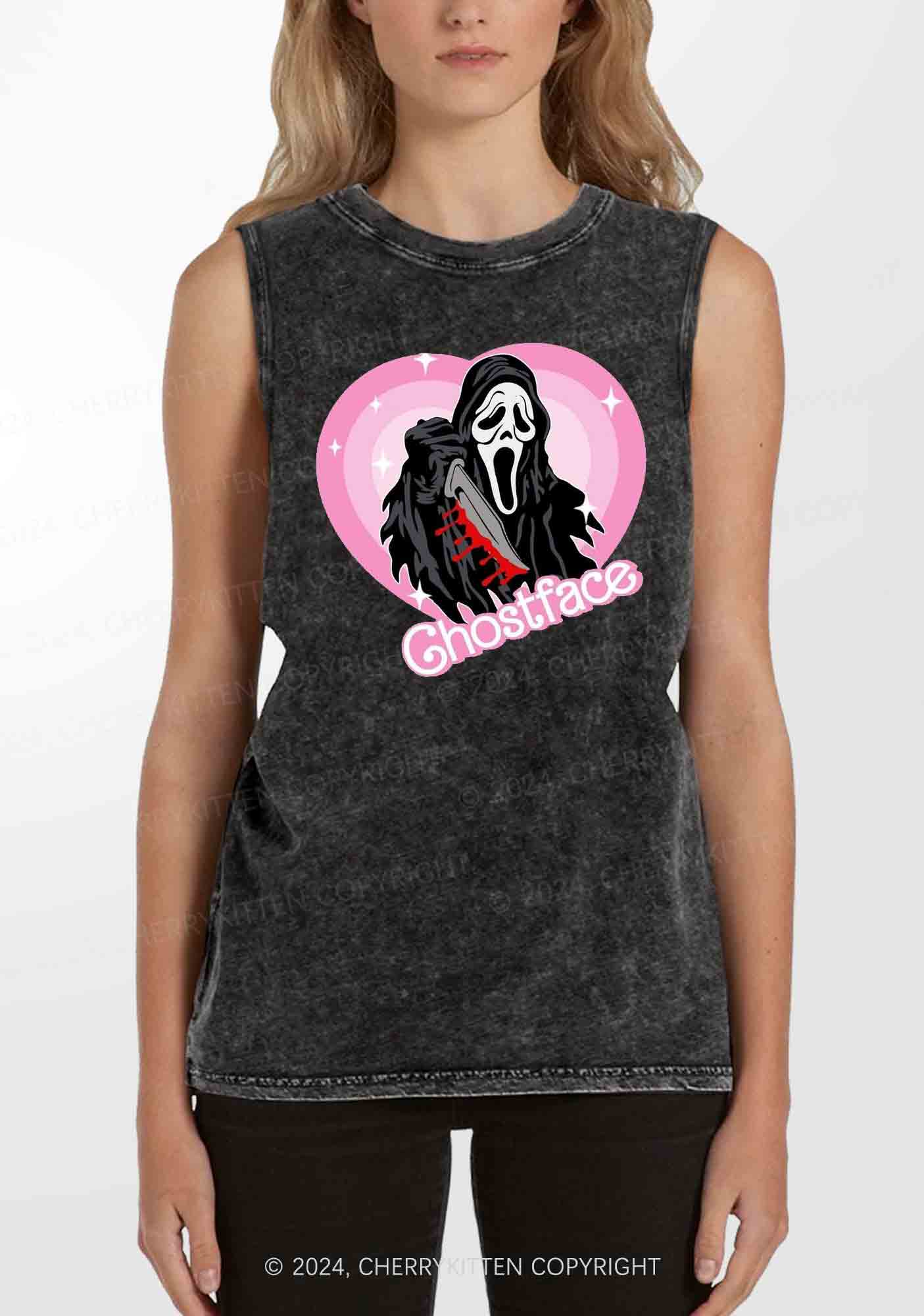 Halloween Pink Ghost Y2K Washed Tank Cherrykitten