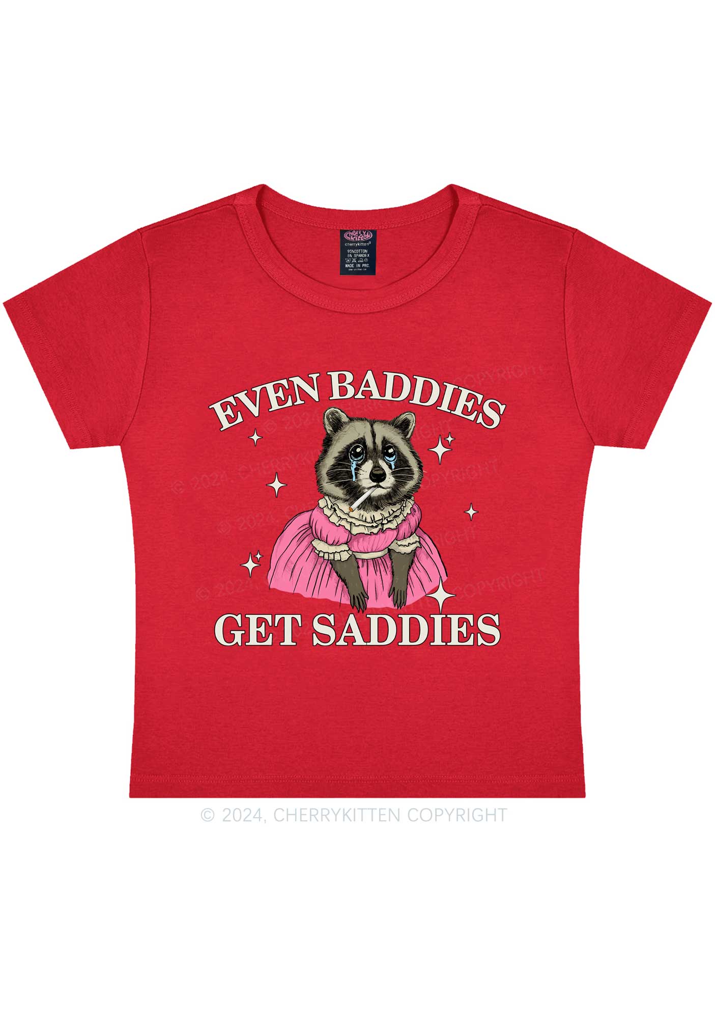 Raccoon Get Saddies Y2K Baby Tee Cherrykitten