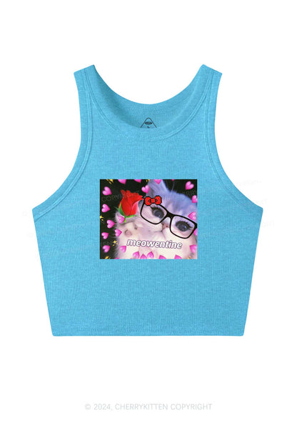 Meowentine Kitty Y2K Valentine's Day Crop Tank Top Cherrykitten