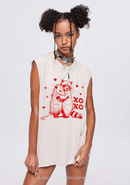 Raccoon XOXO Y2K Valentine's Day Washed Tank Cherrykitten