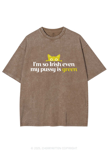 Green Puxxy St Patricks Y2K Washed Tee Cherrykitten