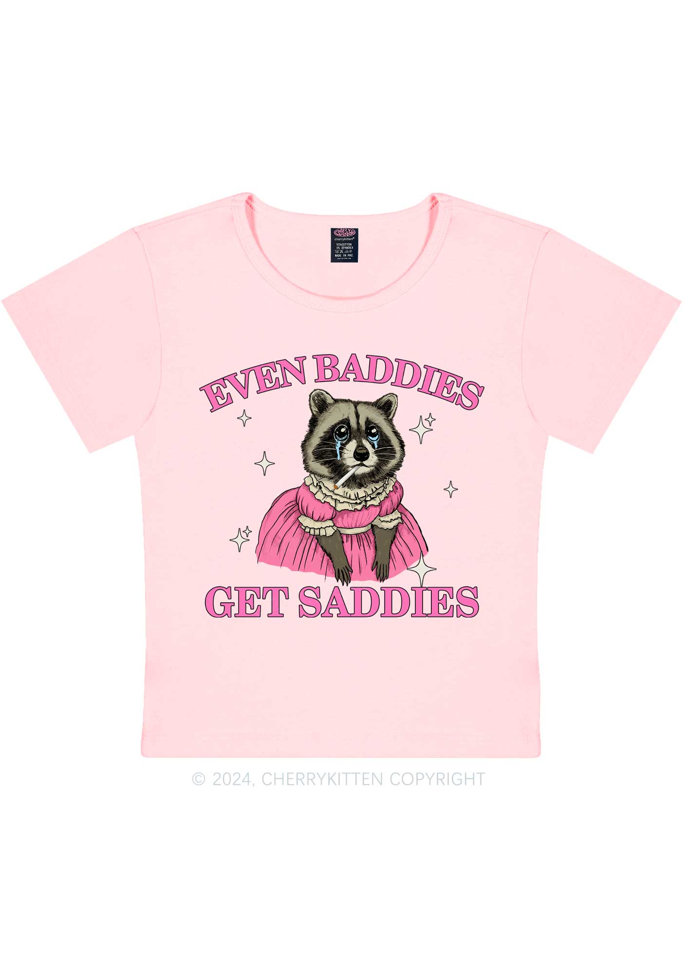 Raccoon Get Saddies Y2K Baby Tee Cherrykitten