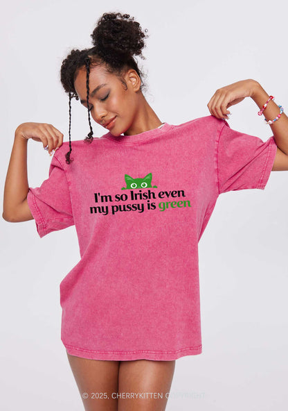 Green Puxxy St Patricks Y2K Washed Tee Cherrykitten