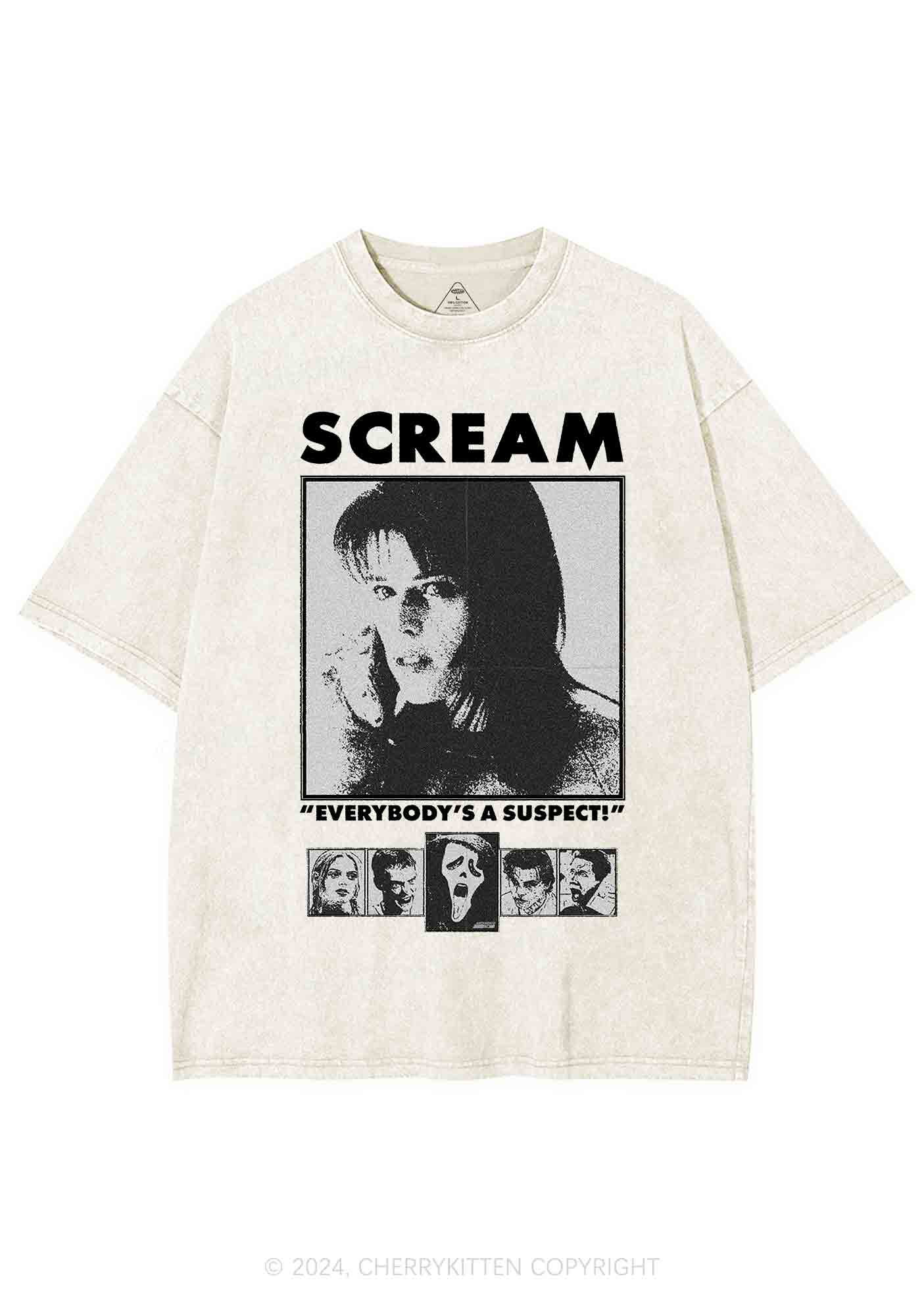 Halloween Everybody's A Suspect Y2K Washed Tee Cherrykitten