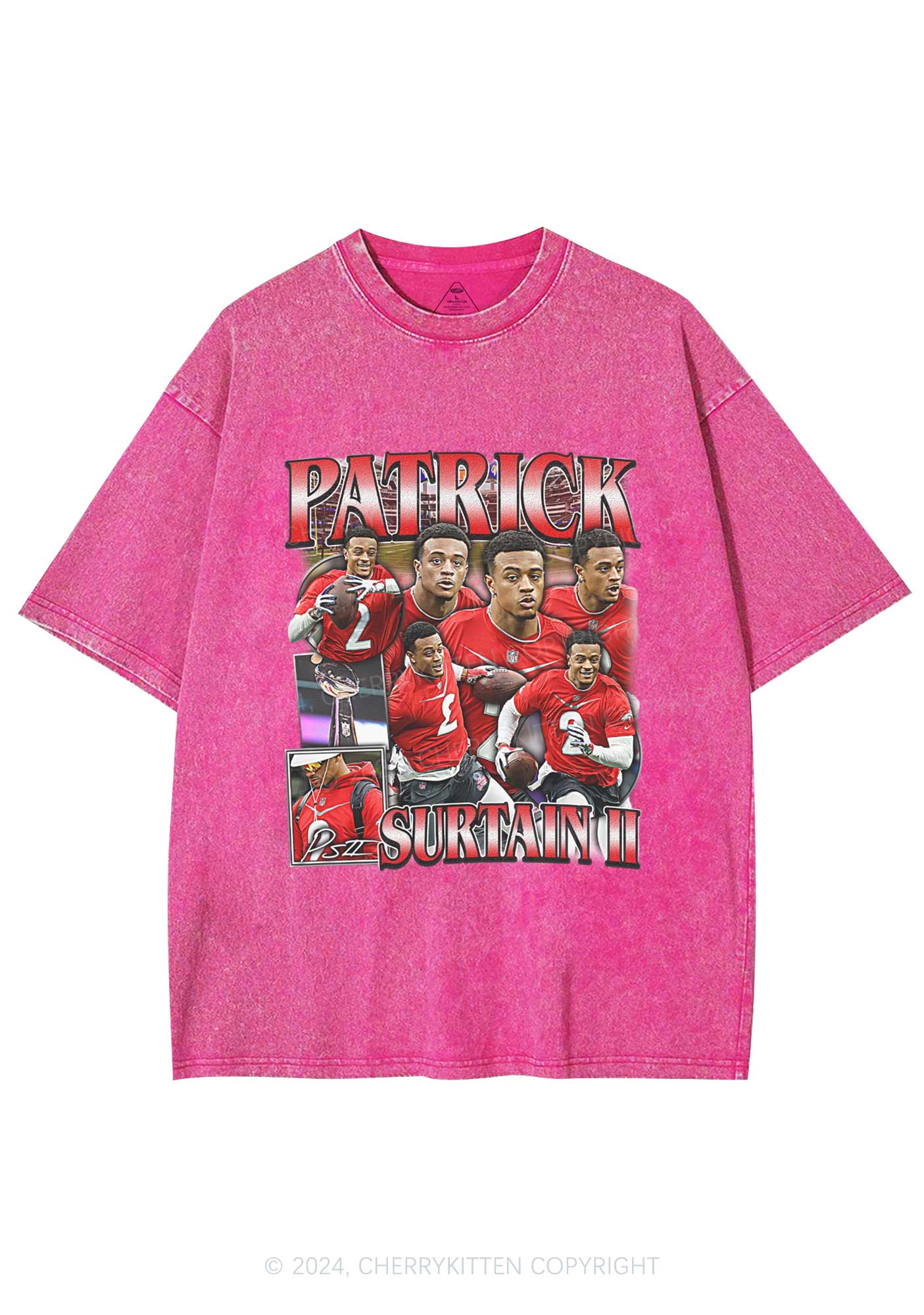 Red Patrick Y2K Super Bowl Washed Tee Cherrykitten