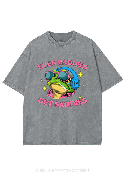 Baddies Frog Get Saddies Y2K Washed Tee Cherrykitten