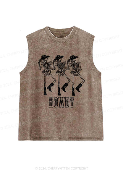 Halloween Howdy Dancing Skeletons Y2K Washed Tank Cherrykitten