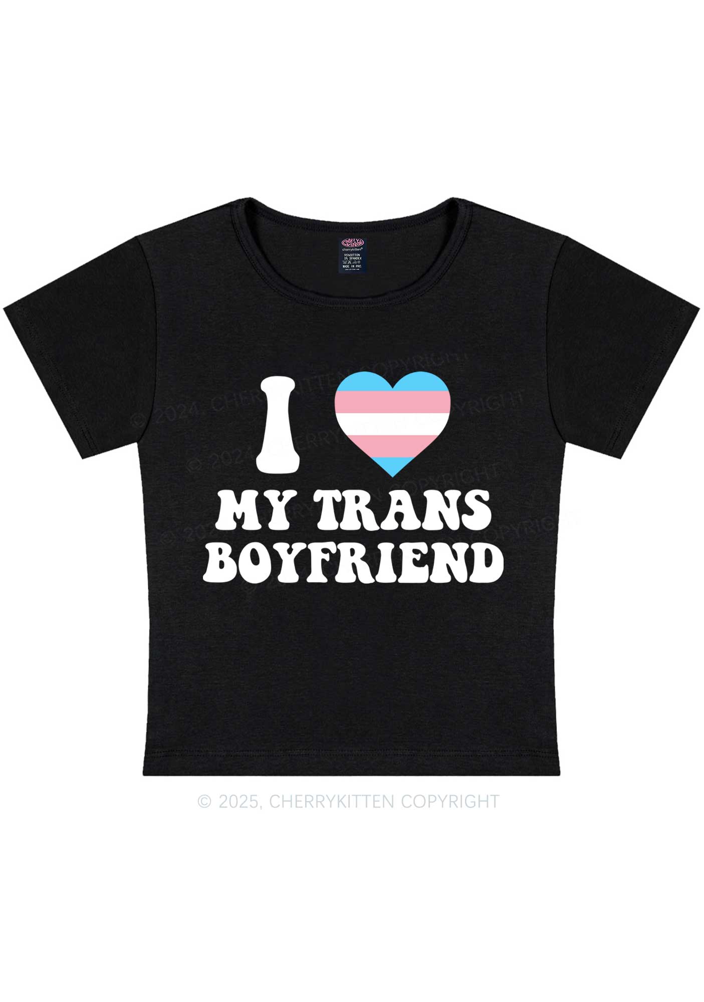 I Love My Trans BF Y2K Baby Tee Cherrykitten