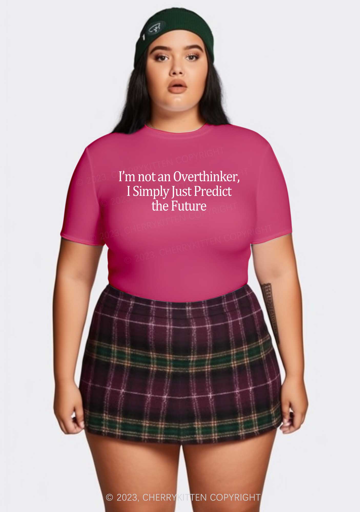 Curvy I'm Not An Overthinker Y2K Baby Tee Cherrykitten