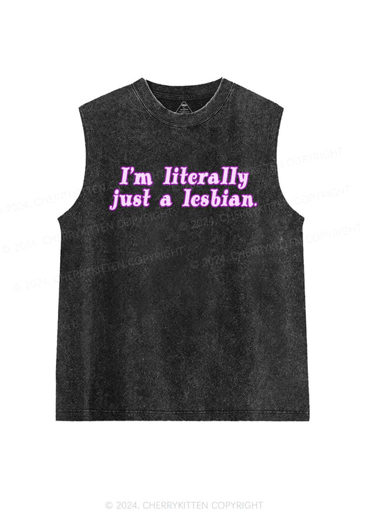 Literally Just A Lesbian Y2K Washed Tank Cherrykitten