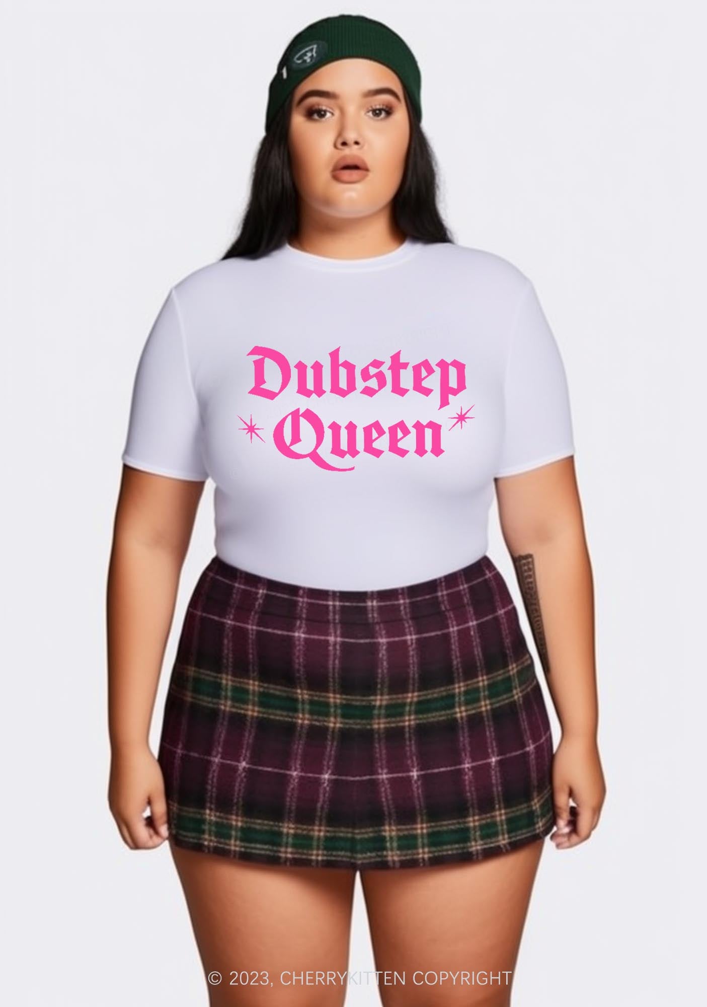 Curvy Dubstep Queen Y2K Baby Tee Cherrykitten