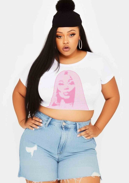 Curvy NM Pixel Portrait Y2K Baby Tee Cherrykitten