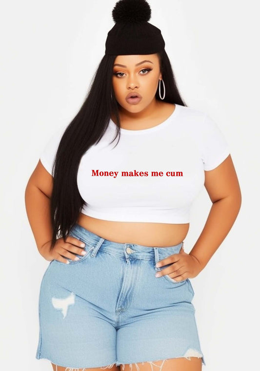 Curvy Money Makes Me Come Y2K Baby Tee Cherrykitten