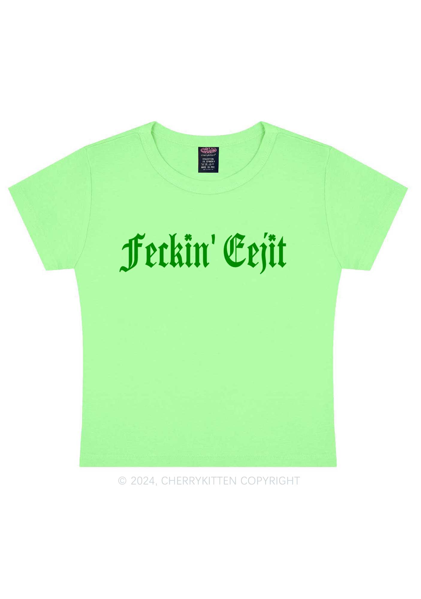 Feckin Eejit St Patricks Y2K Baby Tee Cherrykitten