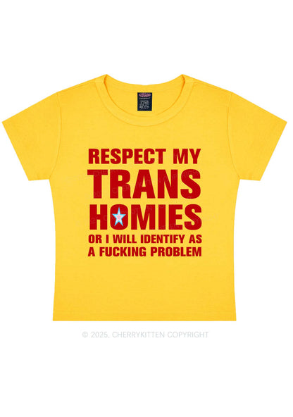 Respect My Trans Homies Y2K Baby Tee Cherrykitten