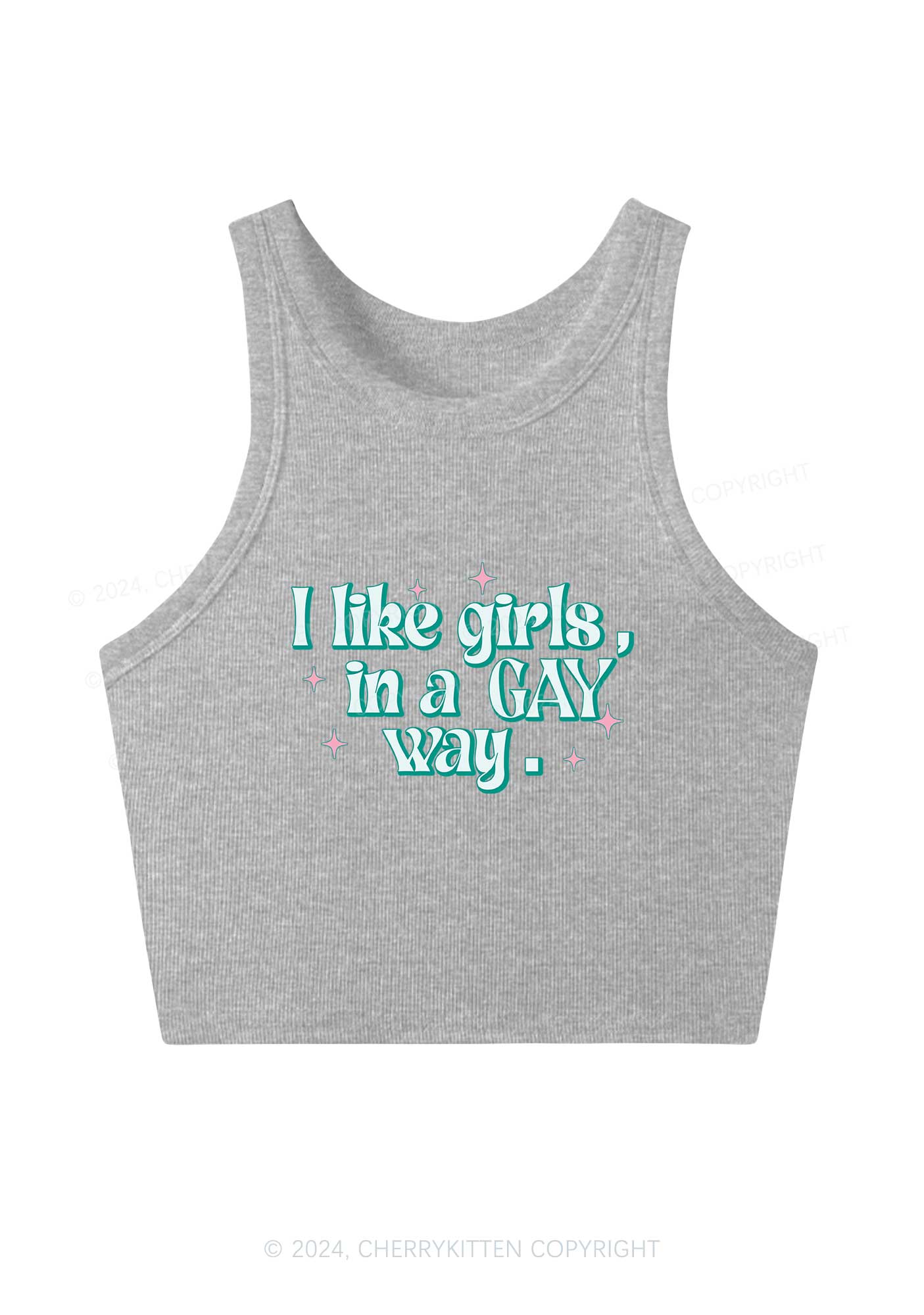 Like Girls In Gay Way Y2K Crop Tank Top Cherrykitten