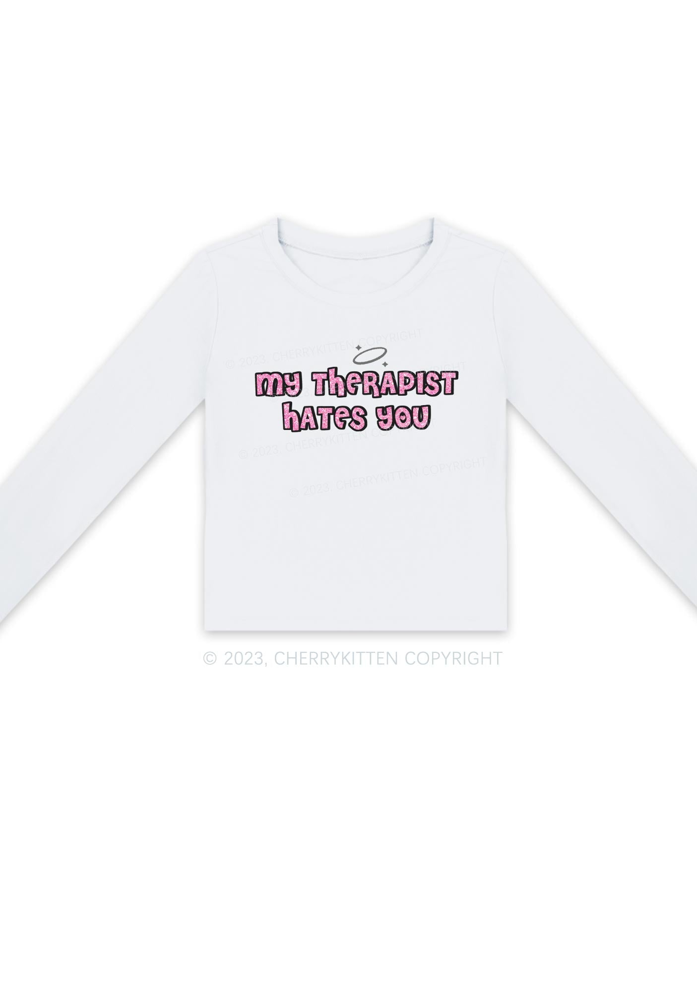 My Therapist Hates You Halo Long Sleeve Crop Top Cherrykitten