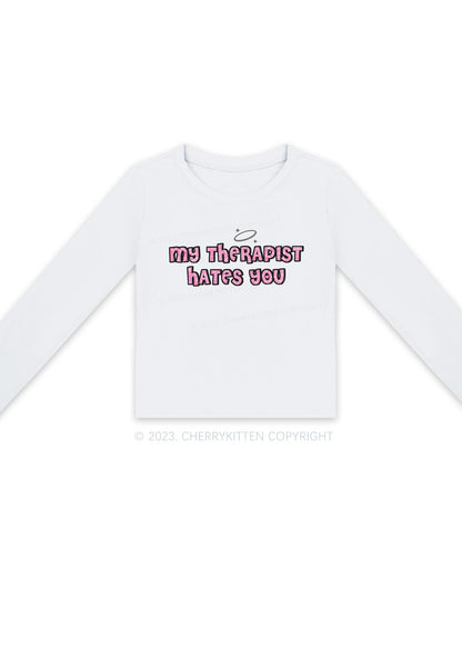 My Therapist Hates You Halo Long Sleeve Crop Top Cherrykitten