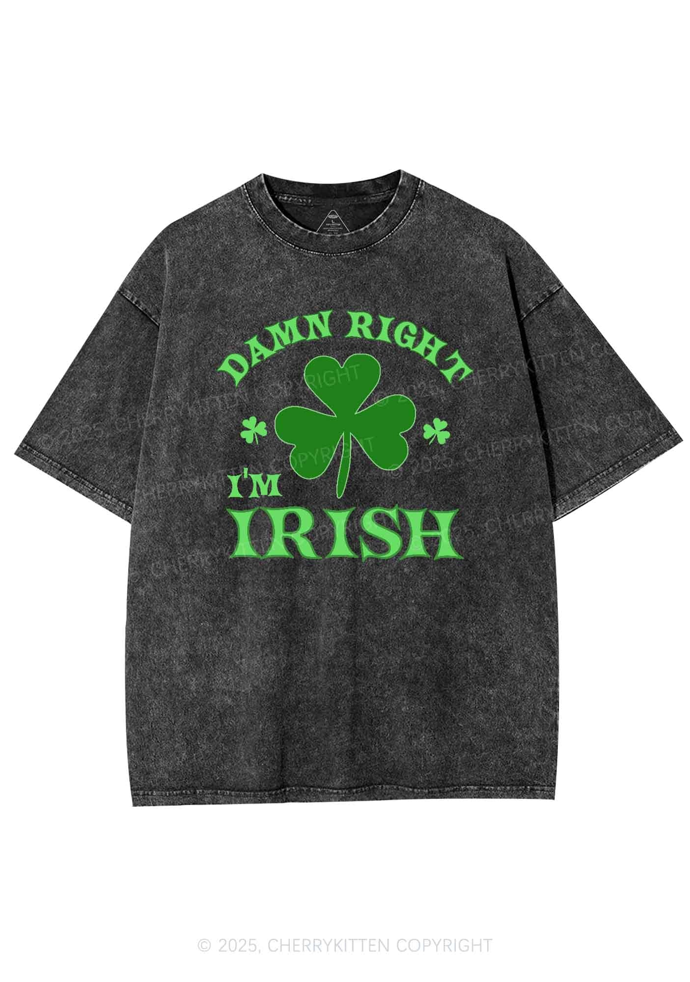 Damn Right Im Irish St Patricks Y2K Washed Tee Cherrykitten