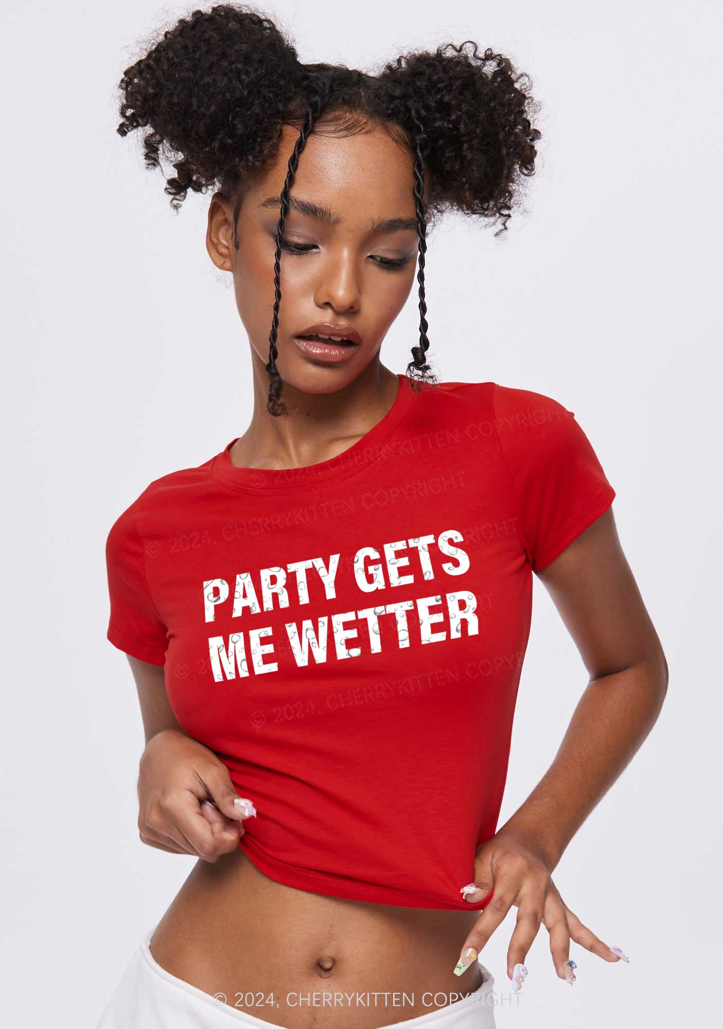 Party Gets Me Wetter Y2K Baby Tee Cherrykitten