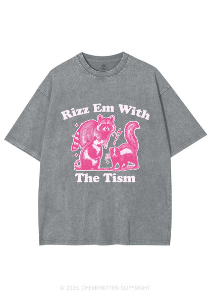 Rizz Em The Tism Y2K Washed Tee Cherrykitten