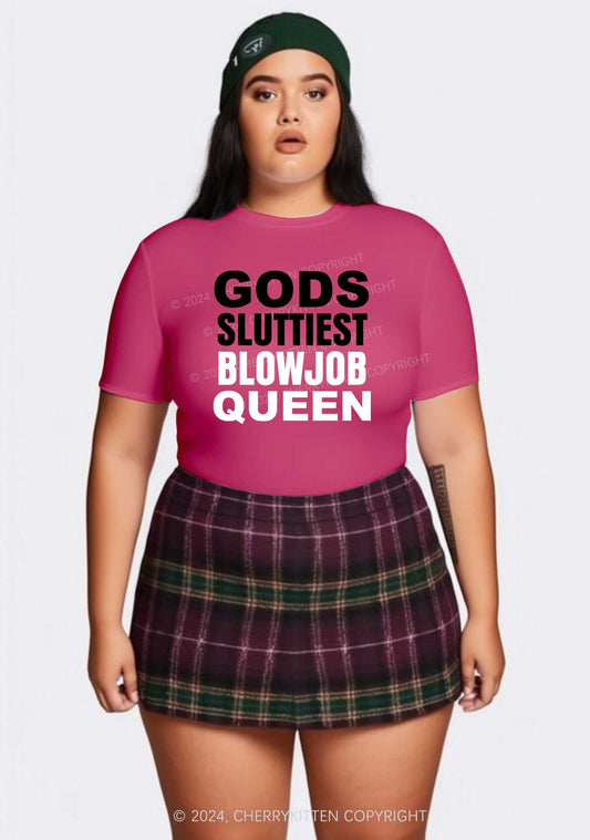 Curvy God's Slxttiest Queen Y2K Baby Tee Cherrykitten