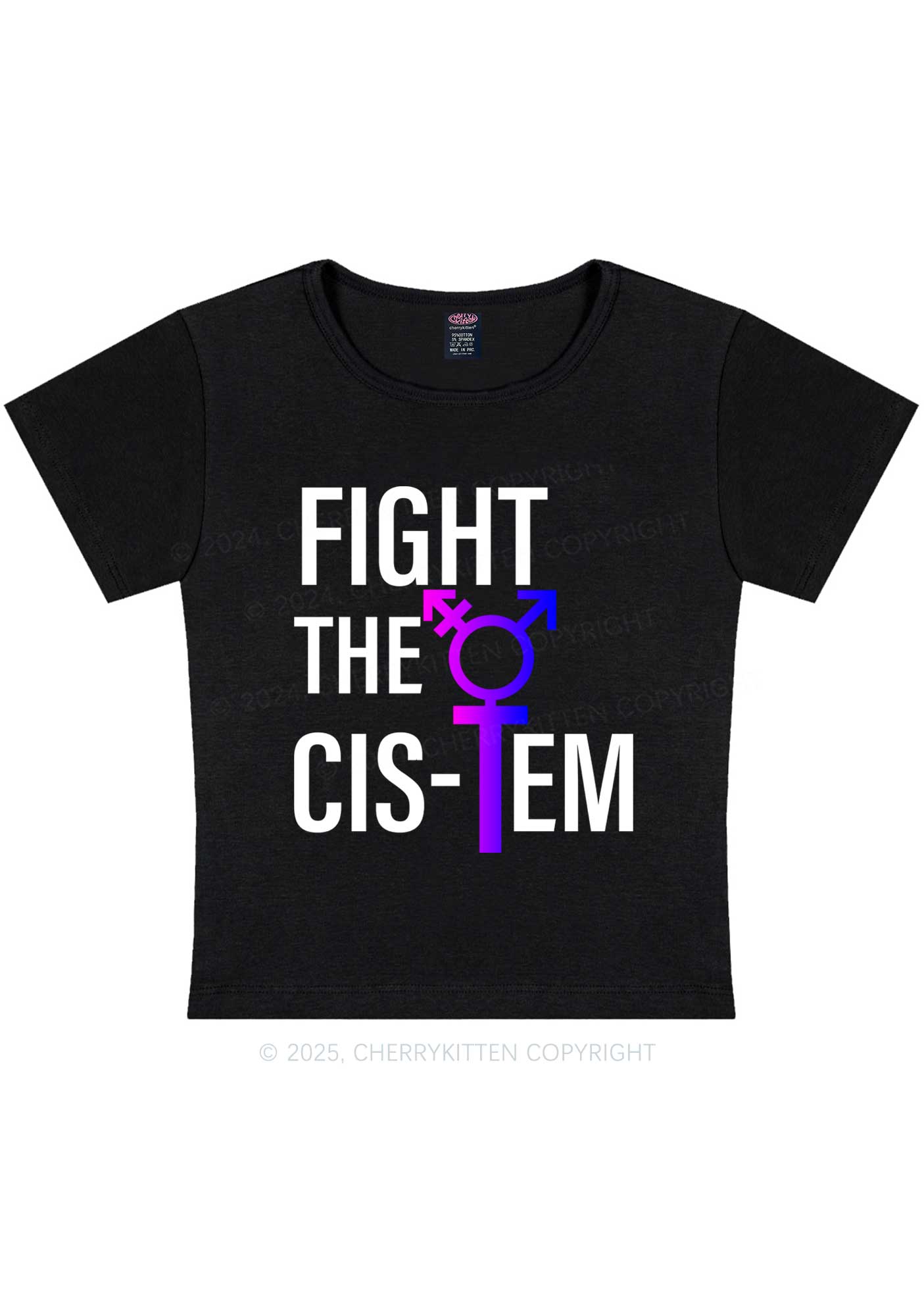 Fight The Cistem Y2K Baby Tee Cherrykitten