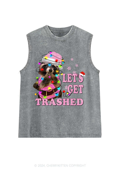 Christmas Let's Get Trashed Y2K Washed Tank Cherrykitten