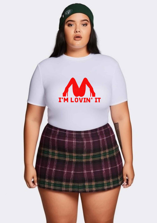 Curvy I'm Loving It Y2K Baby Tee Cherrykitten