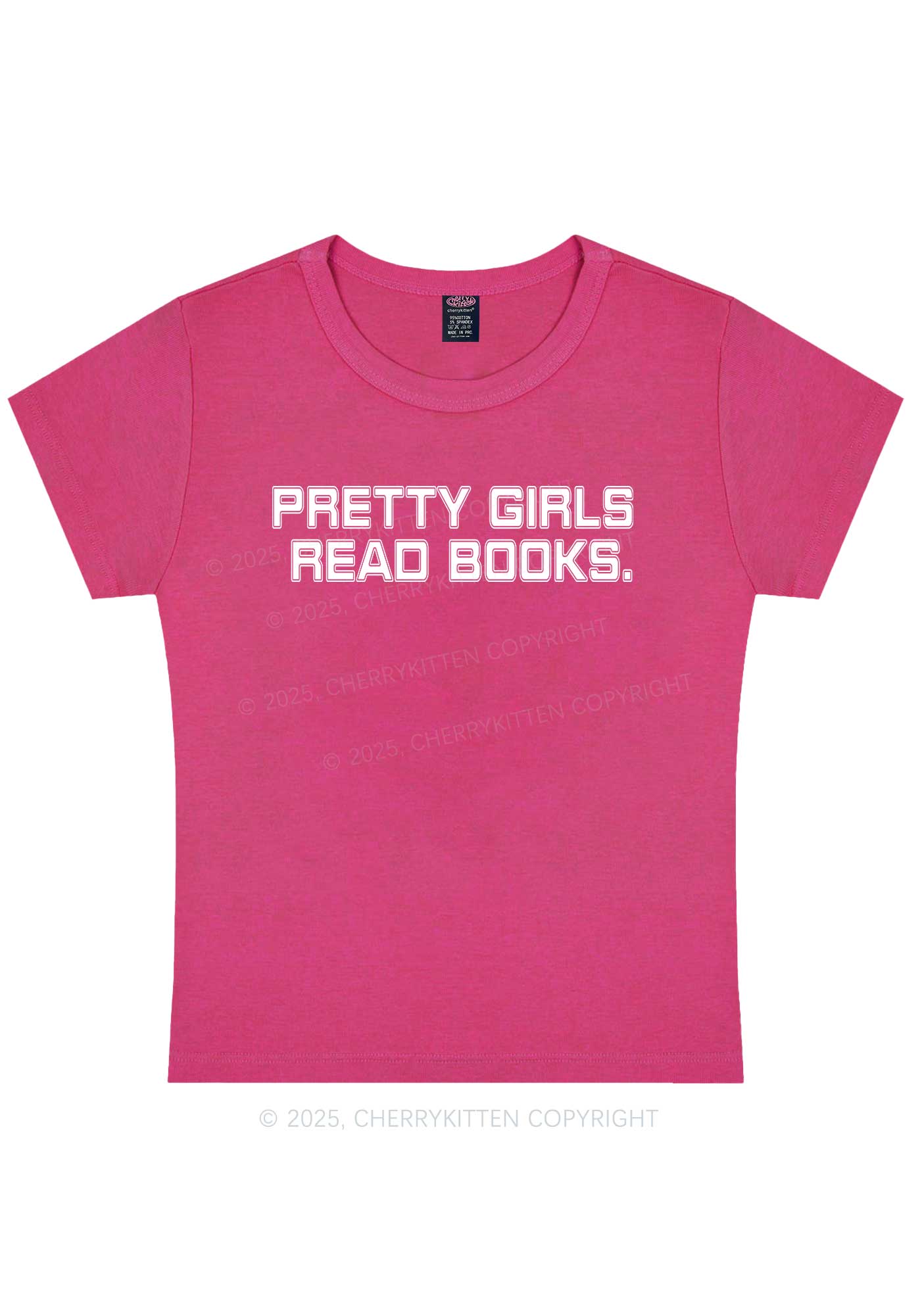 Pretty Girls Read Books Y2K Baby Tee Cherrykitten