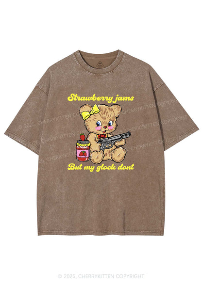 Strawberry Jams Bear Y2K Washed Tee Cherrykitten