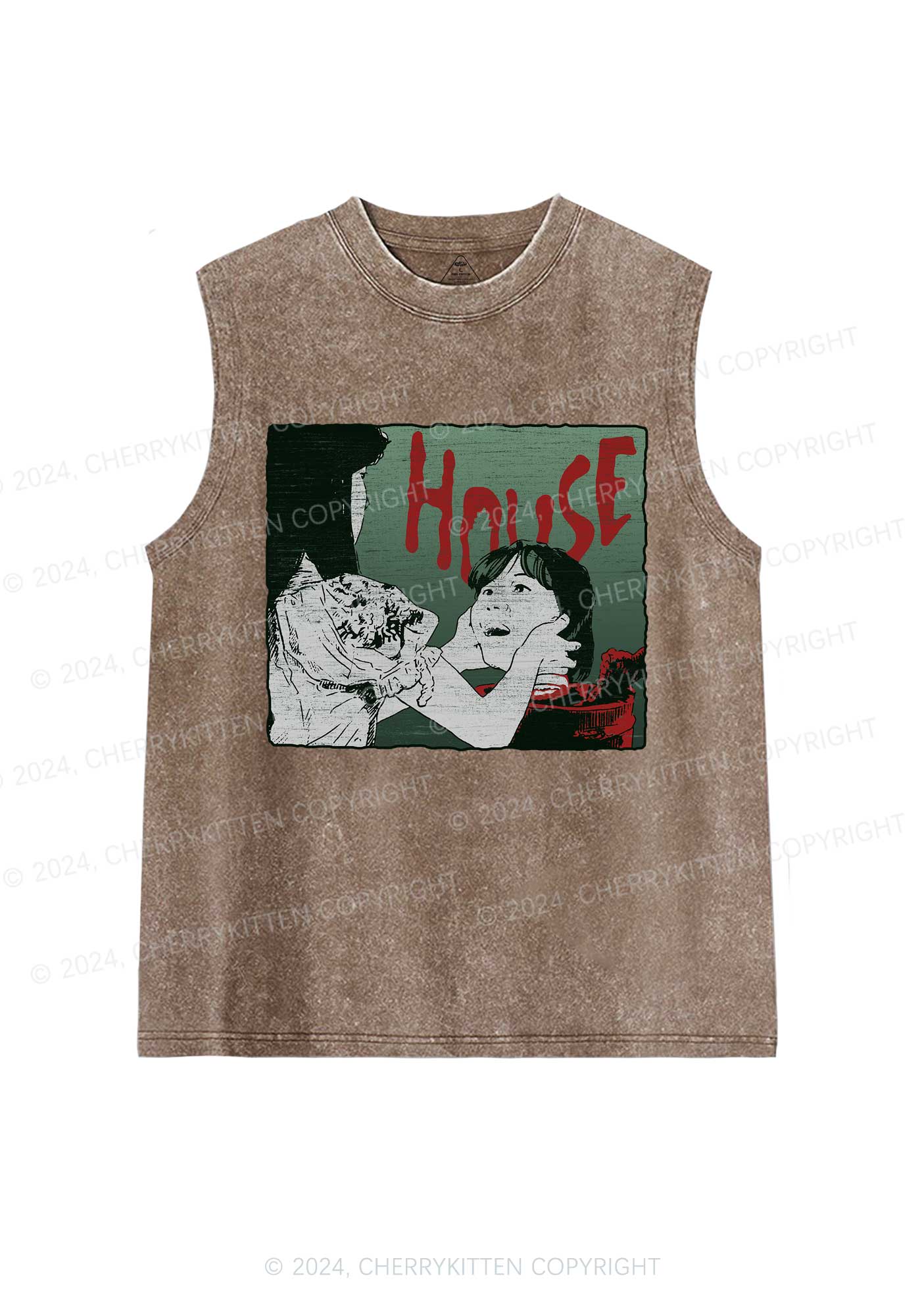 Halloween Blood House Y2K Washed Tank Cherrykitten