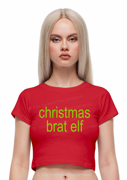 Christmas Brat Elf Y2K Baby Tee Cherrykitten